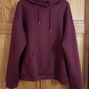 Plush Textured Hoodie in Deep Wine